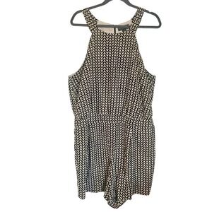 Forever 21 Plus Romper size 3X Chevron Print‎ Black Cream
